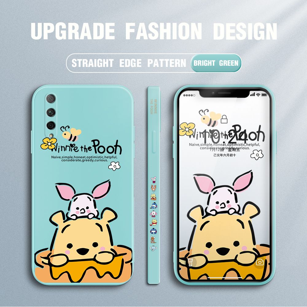 Jizetin for Huawei Y9S / Honor 9X Pro Case Side Design Phone Cover Lovely Cartoon Pooh Bear Cover Square Edge Pattern Liquid Silicone Trend Case