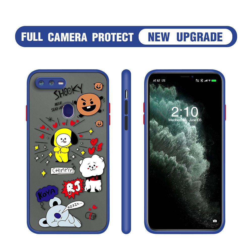 Hontinga for OPPO F9 Case Cute Cartoon Animals Camera Shockproof Protection Casing Edge Frosted Transparent Phone Cover