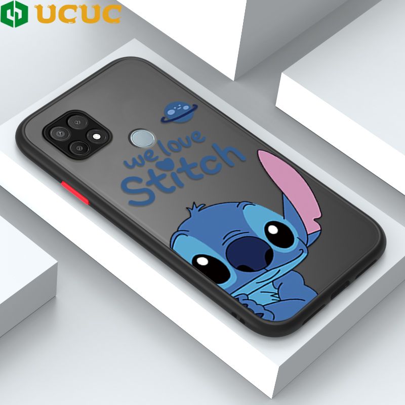 UCUC for OPPO A15 A15s Back Cover Peeping Stitch Frosted Transparent Hard Phone Case Thin Shockproof Full Cover Camera Protect Case