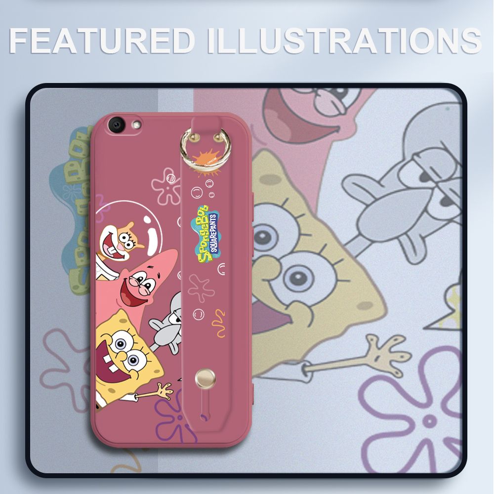 UCUC for Vivo V5 Wrist Strap Case Funny Cartoon Sea Creatures Cover Ultra Thin Anti Fall Liquid Silicone Phone Case