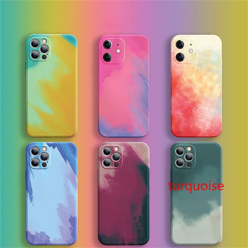 For Redmi 9T 9A 9C Case Fashion Oil Painting Square Gradient Watercolor Colorful Soft Silicone Phone Case For Redmi 9A 9C 9T Back Cover