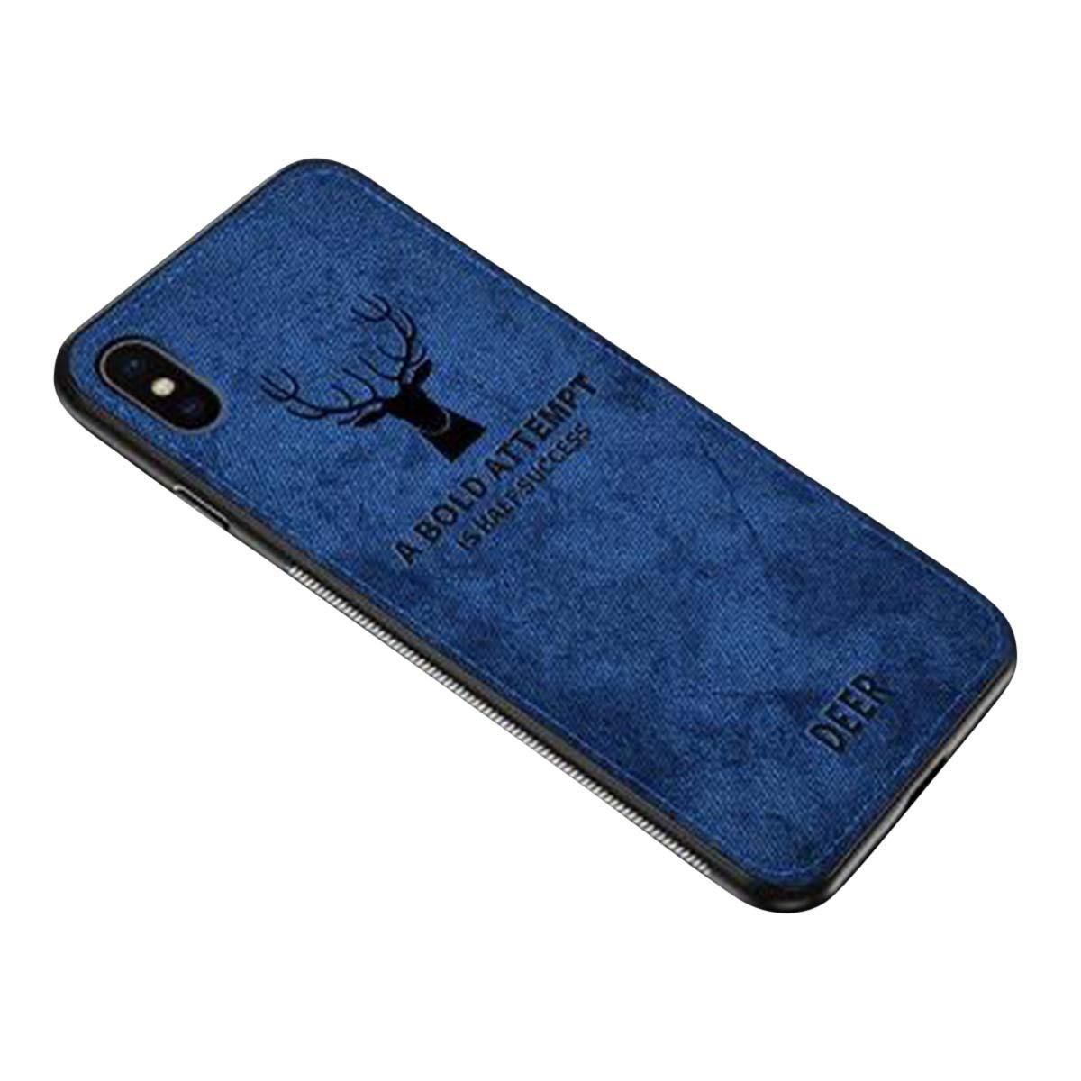 For Xiaomi Mi 8 Lite Phone Cover Shockproof Deer Cloth - Blue and Black