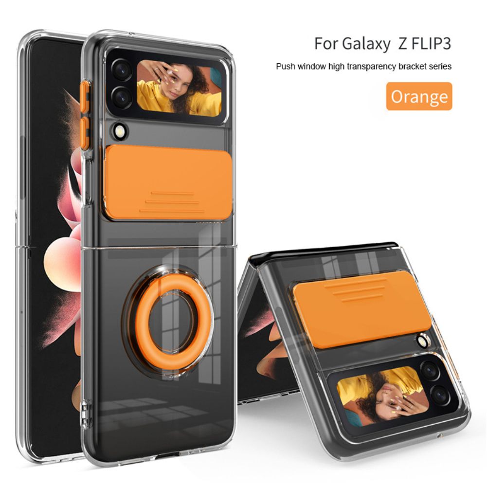 For Samsung Galaxy Z Flip 3 case ring bracket for Samsung Z Flip 3 Z Flip 3 folding Anti-scratch transparent protective cover with nice material