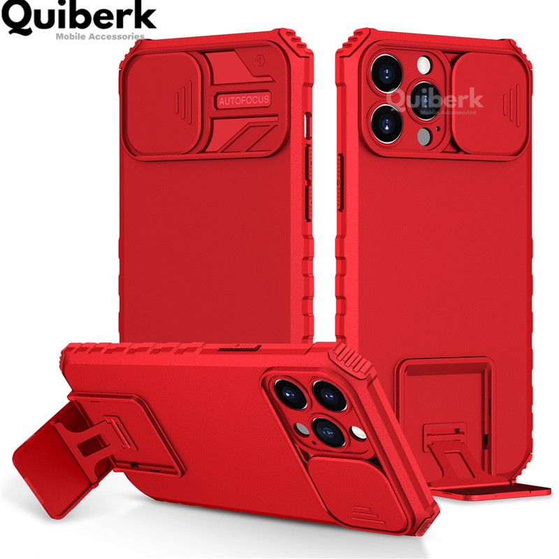 Quiberk for iPhone 13 Pro Max Phone Case Slide Camera Cover Kickstand Hard Shockproof Armor Back Casing