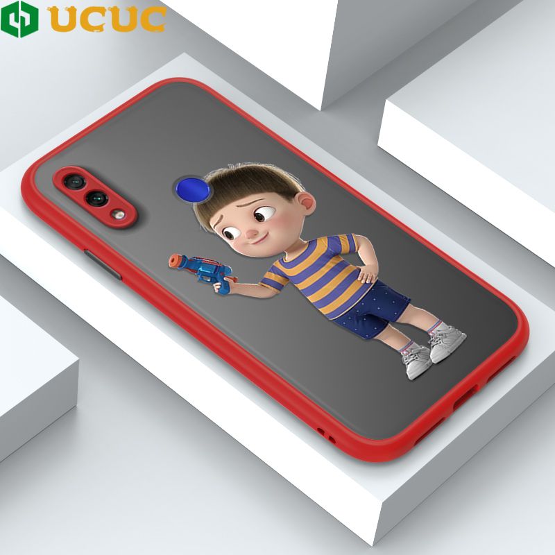 UCUC for Redmi Note 7 Pro Case Cute Cartoon Character Little Boy Frosted Transparent Phone Cases Shockproof Soft Edge Full Cover Camera Protect Case