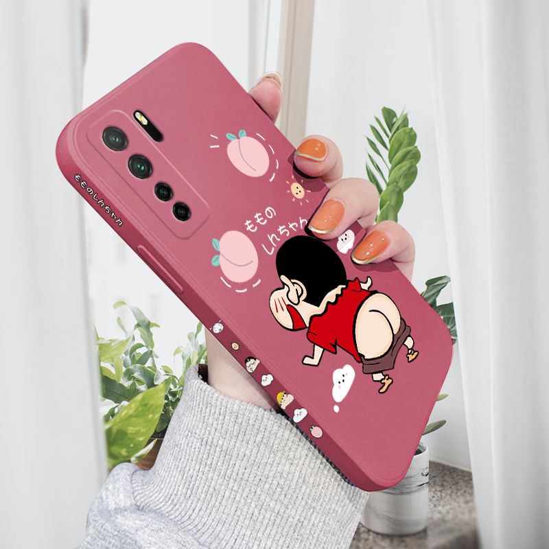 AMORVOR for Huawei Nova 7 SE Back Cover Cute Cartoon Crayon Shin-Chan Side design Soft Case Liquid Silicone Phone Cases