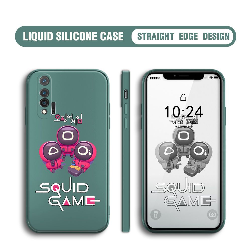 UCUC for Huawei Nova 6 Case Cute Cartoon Cute Squid Character Phone Cover Square Liquid Silicone Shockproof Phone Protective Case