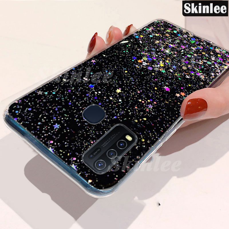 Phone Back Cover For Vivo Y50 Glitter Silicone Soft Phone Cases Starry Sky String Glitter Transparent Space Stars Moon Vivo Y50 case