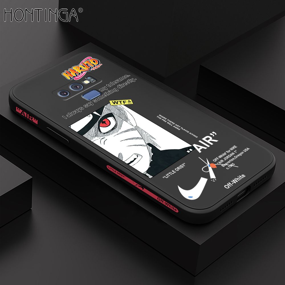 Hontinga for Samsung Note 9 Case Side Design New Anime Naruto for Boys Back Cover Soft Square Edge Pattern Liquid Silicone Trend Phone Cases