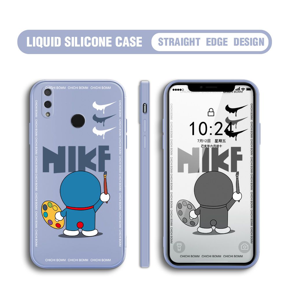 BILI for Huawei Y9 2019 Back Cover Cartoon Clown Multicolor Liquid Silicone Phone Case Soft Square Lens Protection Phone Cases