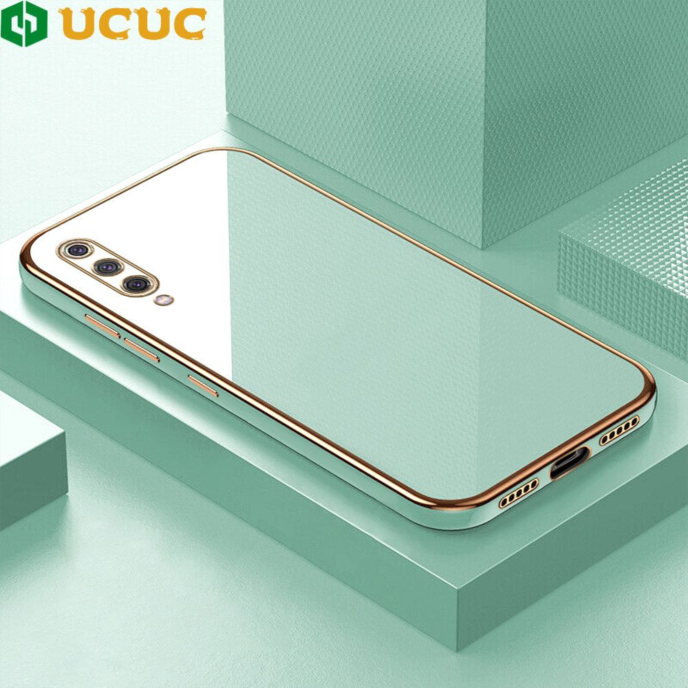 UCUC for Xiaomi 9 Back Cover + Free Lanyard Colour Luxury 6D Plating Case Side Pattern Soft Silicone Square Phone Cases