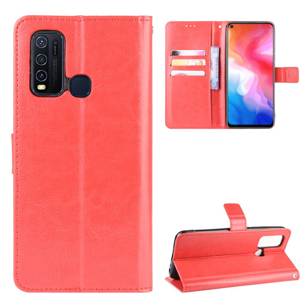 Holster Flip Stand Wallet Crazy Horse PU Leather Case For Vivo Y50/Vivo Y30i/Vivo Y30 Cover