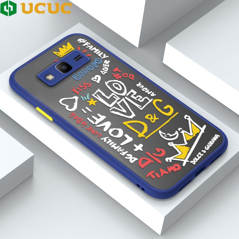 UCUC for Samsung Galaxy J2 Prime Back Cover LOVE Graffiti Frosted Transparent Hard Phone Case Thin Shockproof Full Cover Camera Protect Case