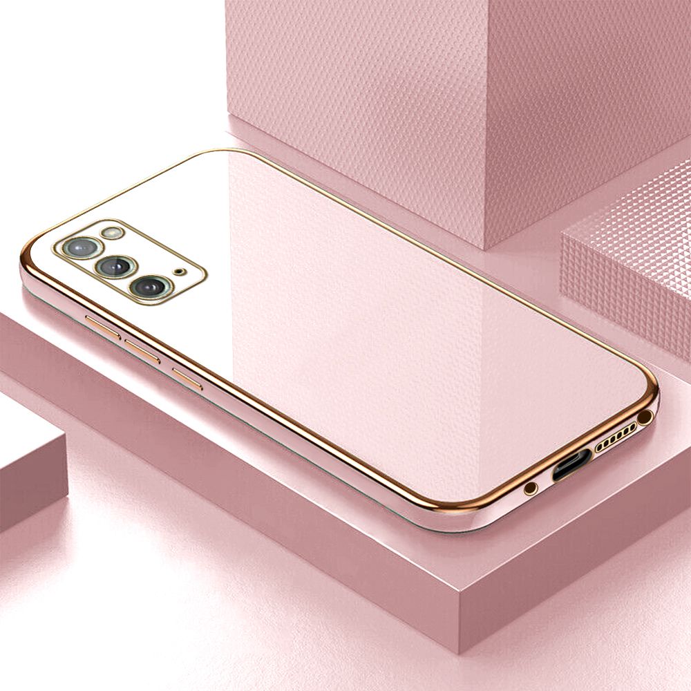 ZeroQiQi for Samsung Galaxy Note20 Back Cover Luxury 6D Plating Case Side Pattern Soft Silicone Square Phone Cases + Free Lanyard