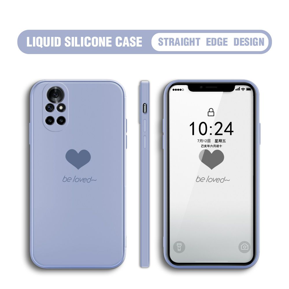 Jizetin for Huawei Nova 8 Pro Back Cover Little Love Multicolor Liquid Silicone Phone Case Soft Square Lens Protection Phone Cases