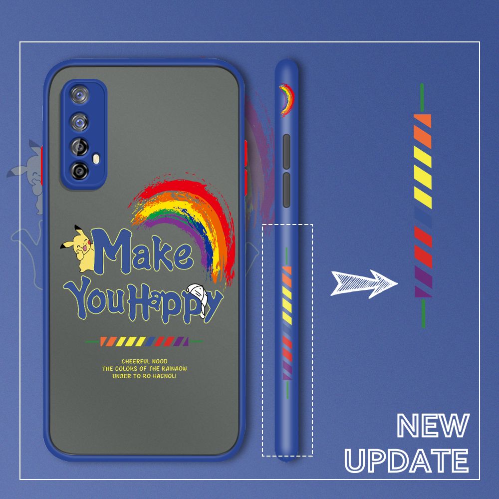 UCUC for Realme 7 / Realme Narzo 20 Pro Back Cover Rainbow Pikachu Side Printed Design Phone Case Ultra Thin Frosted Cover Shockproof Phone Cover