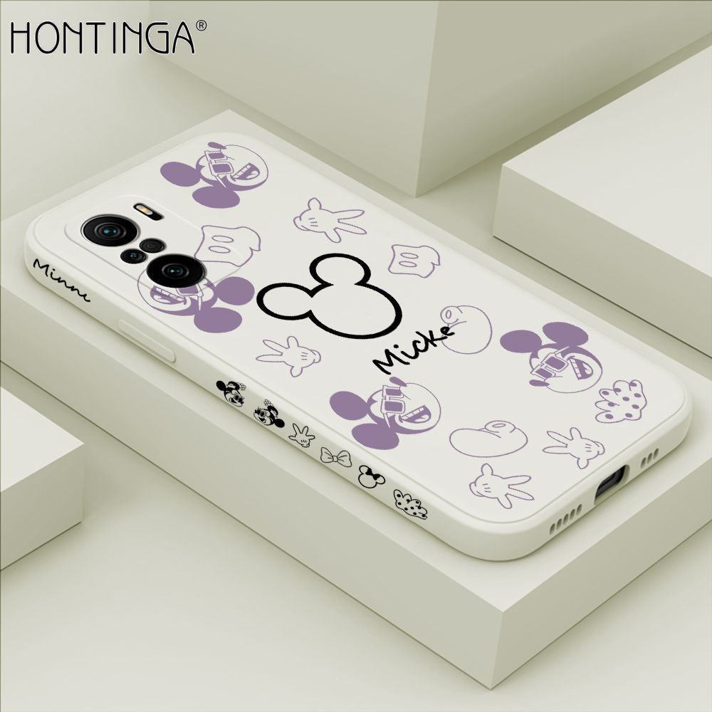 Hontinga for Xiaomi Poco F3 / Mi 11x / Redmi K40 / K40 Pro Case Side Design Cute Mouse Avatar Back Cover Soft Square Edge Pattern Liquid Silicone Trend Phone Cases