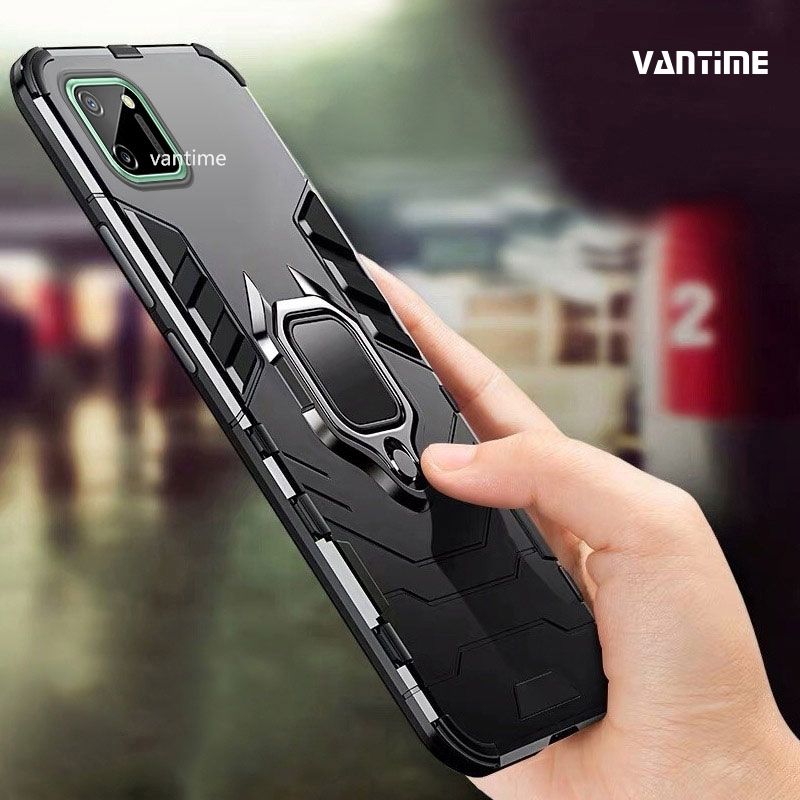 Vantime for Realme C11 Case Hard Shockproof Stand Holder Cover