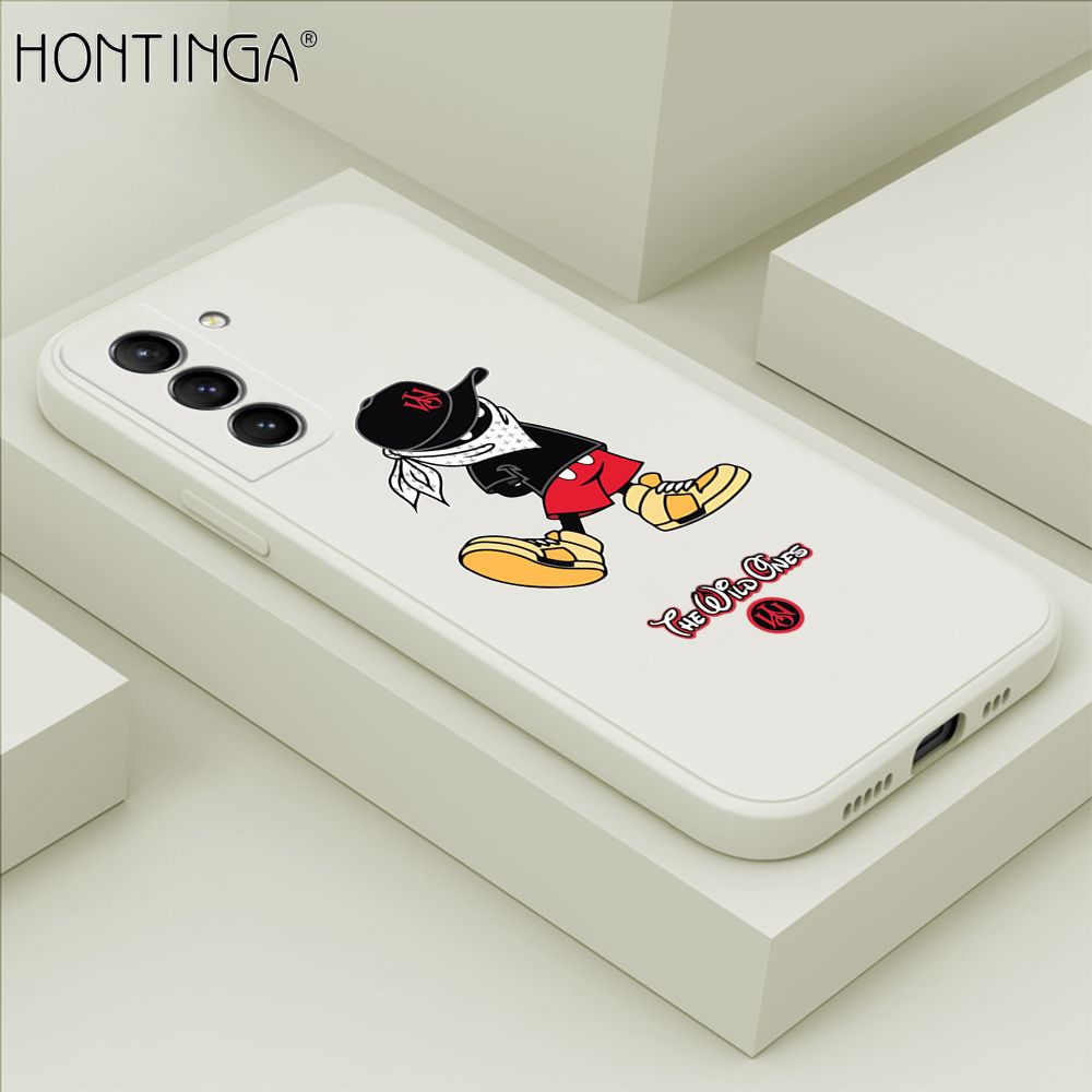 Hontinga for Samsung Galaxy S21 Plus 5G Case Cartoon Masked Mouse Phone Case Soft Square Edge Silicone Cases Full Lens Cover Shockproof Protection Cover