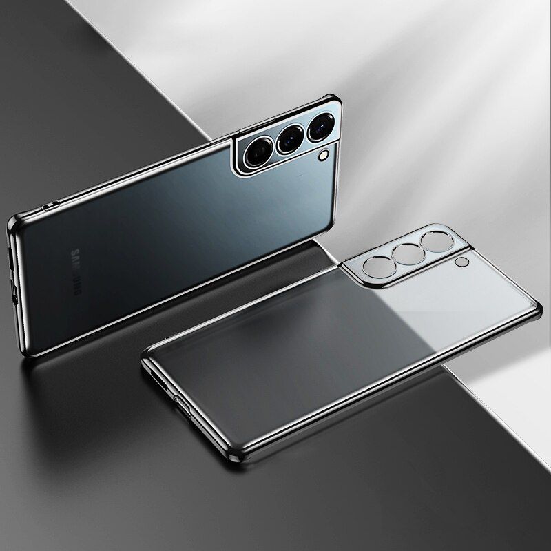 Luxury Plating Frame Transparent Silicone Case for Samsung Galaxy S21 Plus Ultra S20 S21ultra S20ultra Soft Slim Clear TPU Cover