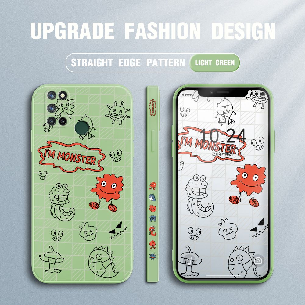 Jizetin for Realme 7i / Realme C17 Case Side Design Phone Cover Printed Text “I Am Monster ” Cover Square Edge Pattern Liquid Silicone Trend Case