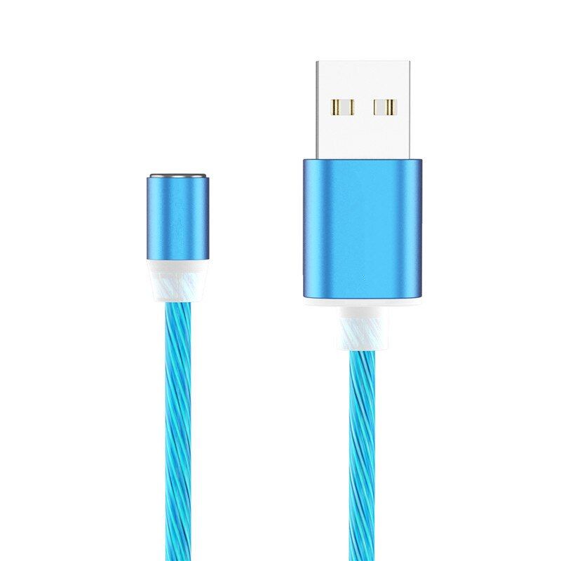 LED Luminous Magnetic USB Charging Cable for iPhone Huawei Samsung Type C Cord & Micro USB Phone Charger Flowing Light Wire
