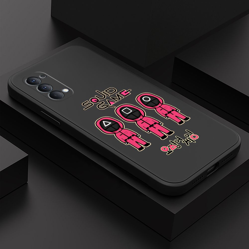ZeroQiQi for OPPO Reno4 Case Trend Cartoon Korean Squid Phone Cover Liquid Silicone Case Phone Protective Case