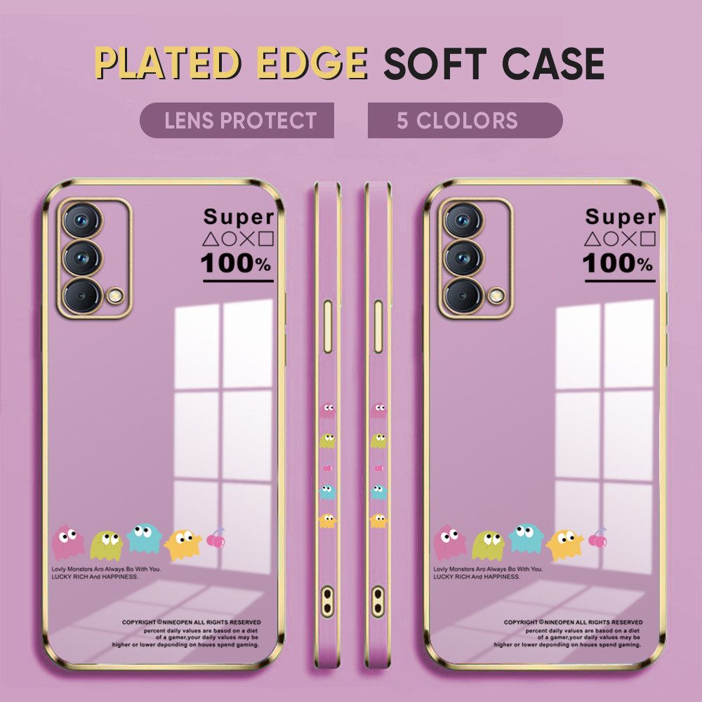 Luxury 6D Plating Case for OPPO Reno Z Back Cover Game Little Monster Side Pattern Soft Silicone Square Phone Cases