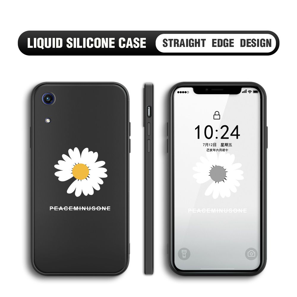 Jizetin for Huawei Y6 Pro 2019 Back Cover Fashion Style Daisy Pattern Design Liquid Silicone Phone Case Soft Full Camera Protect Phone Cases