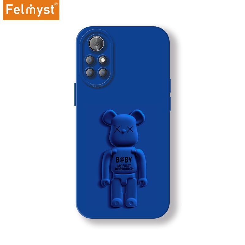 Bearbrick For Honor V40 Lite Back Mobile Phone Holder Case XX Be@rbrick Simple Luxury Mens Girls Liquid Silicone Protect Lens Shockproof Full Soft Cover