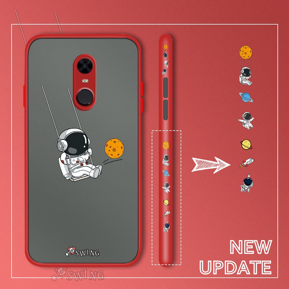 UCUC for Redmi 5 Back Cover Swing Astronaut Side Printed Design Phone Case Ultra Thin Frosted Cover Shockproof Phone Cover