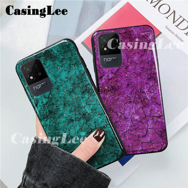 CasingLee For Realme Narzo 50i Case Luxury Emerald marble Fashion Female Lady Rhinestone back cover For Realme Narzo 50i Phone cases For girls and Boys