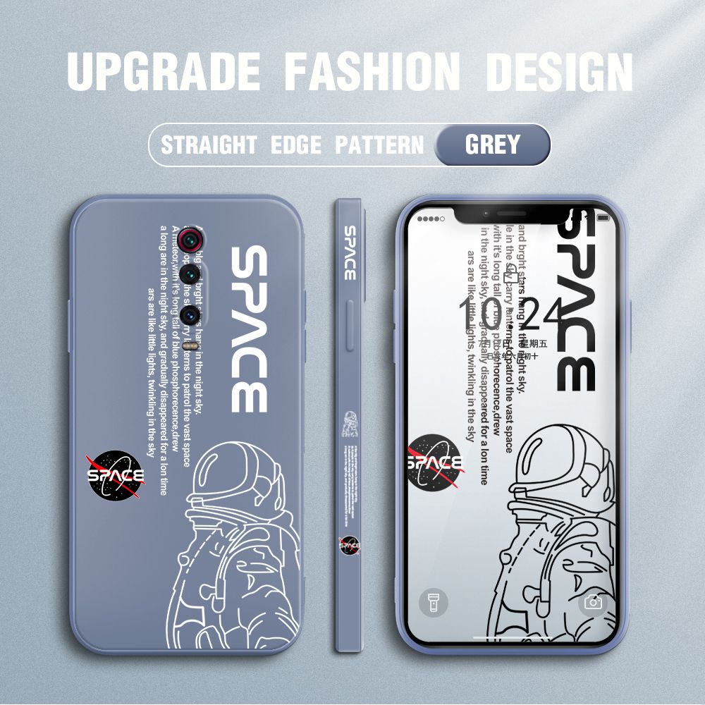 Jizetin for Xiaomi Redmi K20 Case NASA Astronaut Design Side Design Phone Case Square Edge Pattern Liquid Silicone Cases Full Cover Camera Shockproof Protective Case