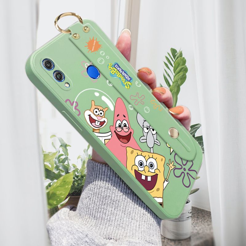Jizetin for Honor 8X Wrist Strap Case Funny Cartoon Sea Creatures Cover Ultra Thin Anti Fall Liquid Silicone Phone Case