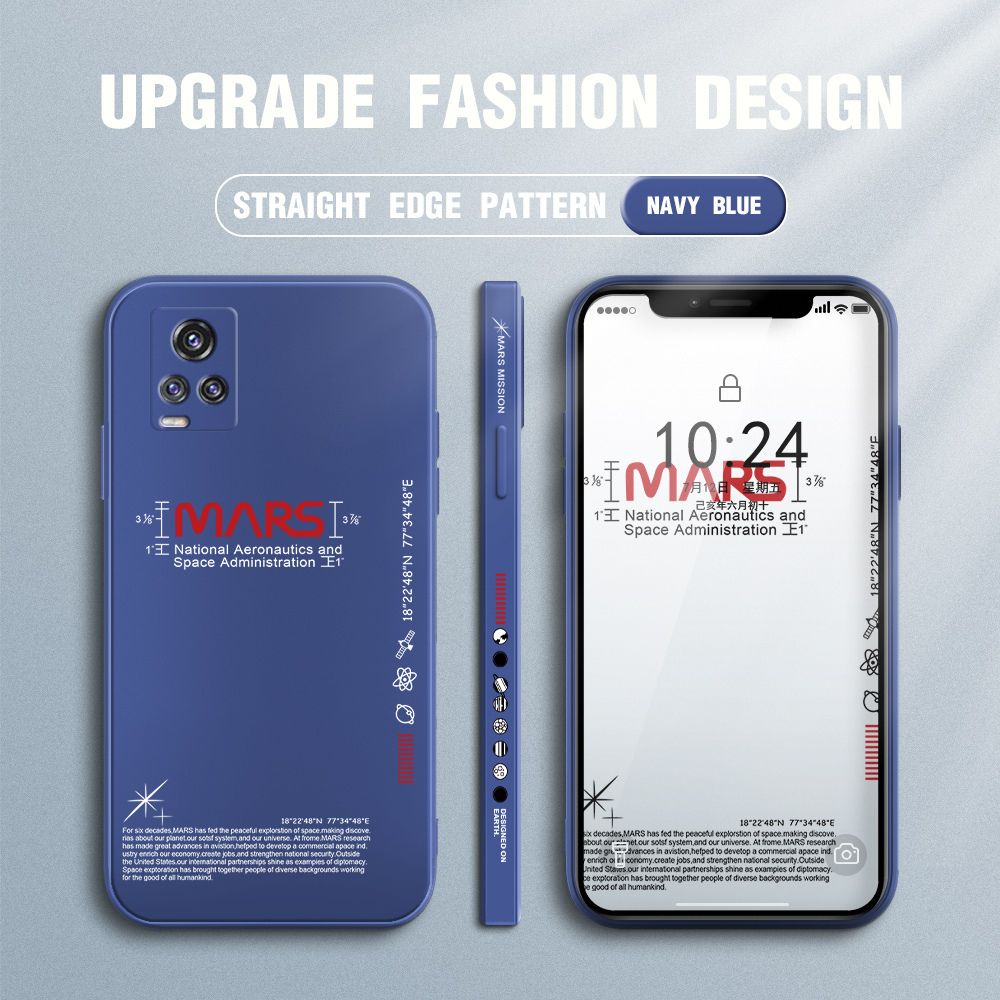 Jizetin for Vivo V20 Pro Case New NASA Design Side Design Phone Case Square Edge Pattern Liquid Silicone Cases Full Cover Camera Soft Protection Case