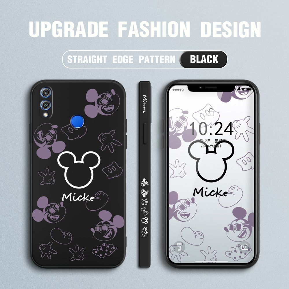 Jizetin for Honor 8X Case Creative Printing Pattern Side Design Phone Case Square Edge Pattern Liquid Silicone Cases Full Cover Camera Shockproof Protective Case