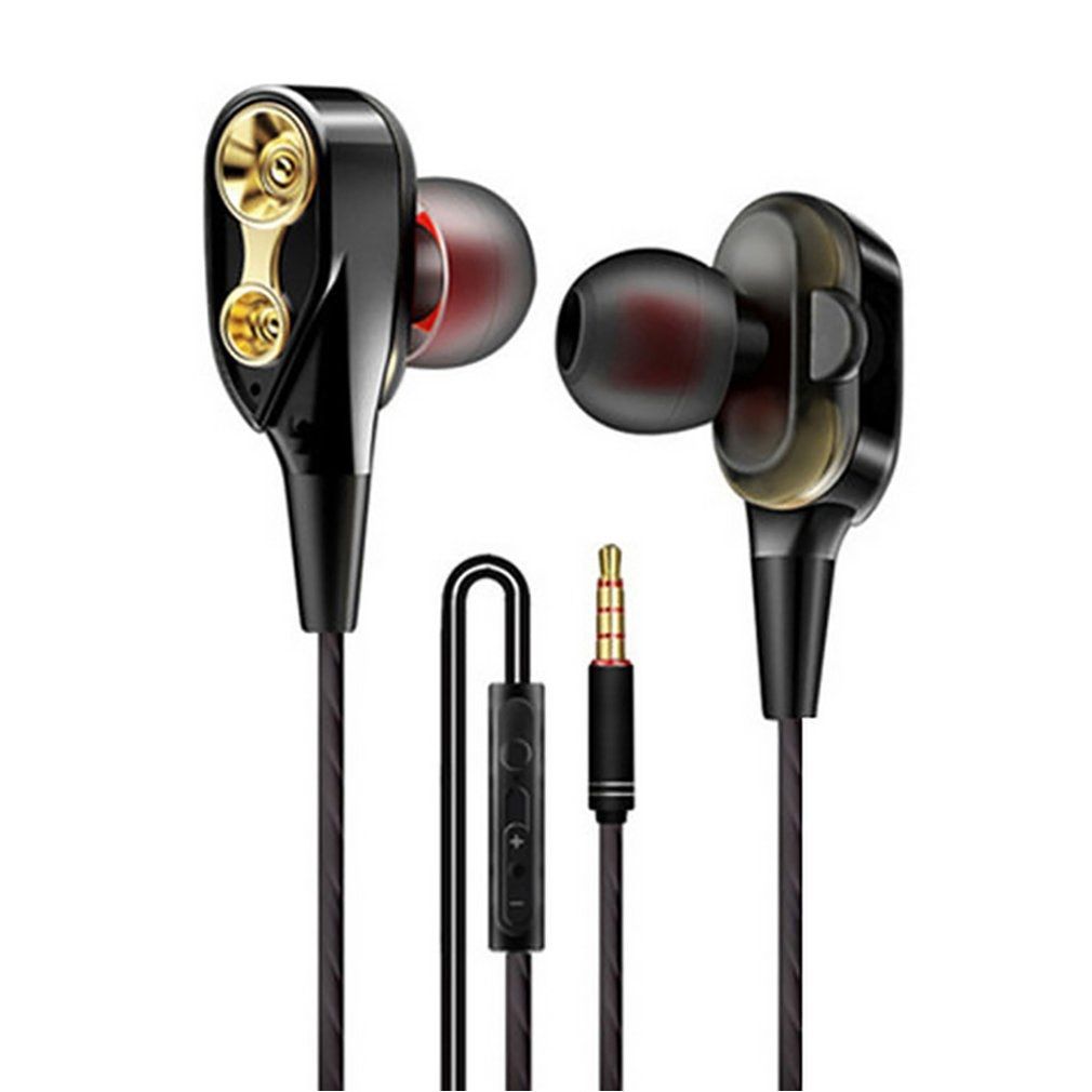 Wired Earphone High Bass Dual Drive Stereo In-ear Earphones With Microphone Computer Earbuds For iPhone Samsung Huawei Xiaomi