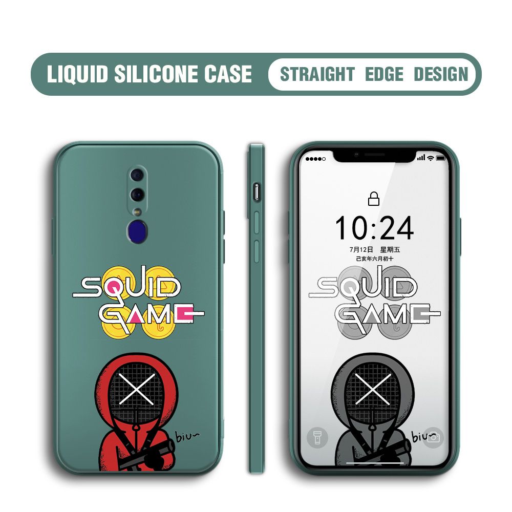 Jizetin for OPPO F11 Case Fashion Cartoon Judge Role Phone Cover Square Liquid Silicone Trend Phone Case