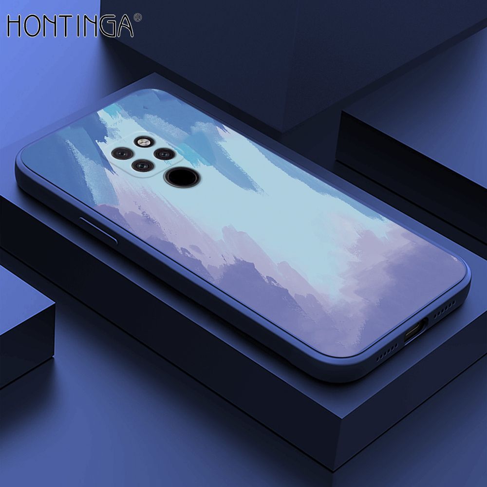 Hontinga for Huawei Mate20 Case Watercolor Gradient Liquid Soft Square Silicone Phone Case Shockproof Protection Rubber Cover