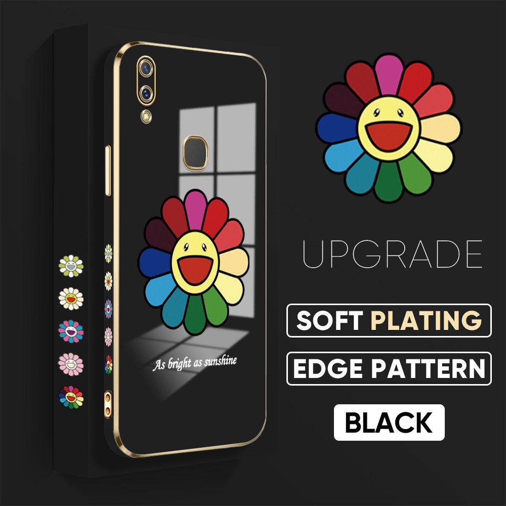 TA for Vivo Y85 V9 Z1 Z1i Back Cover Colored Sunflower Luxury 6D Plating Case Side Pattern Soft Silicone Square Phone Case