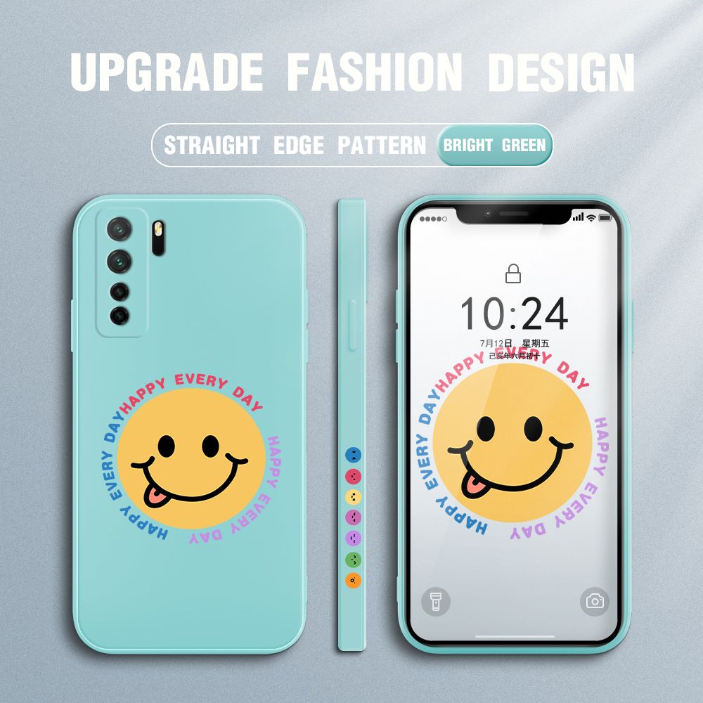 FHKL for Huawei Nova 7 SE Back Cover Cartoon Smile Side design Soft Case Multicolor Liquid Silicone Phone Cases