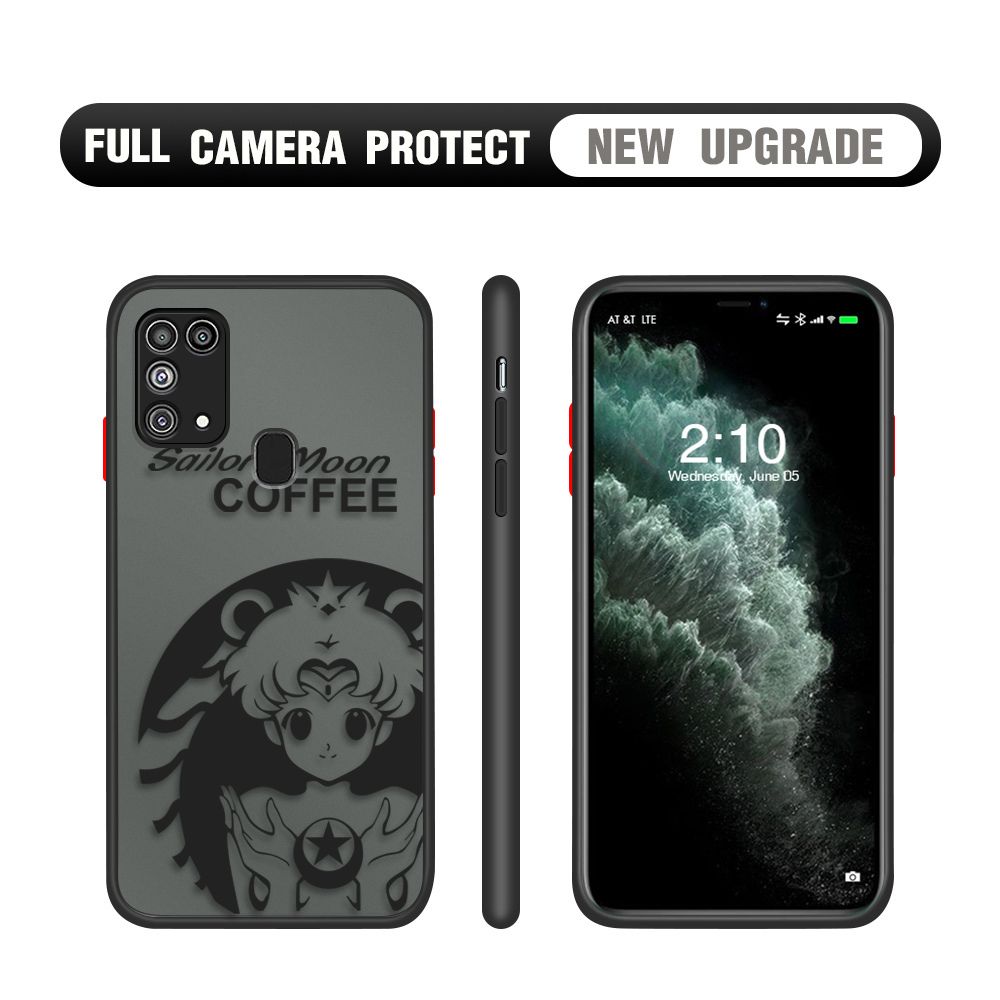 Hontinga for Samsung M31 Case Sailor Moon Cases Edge Frosted Transparent Phone Cover