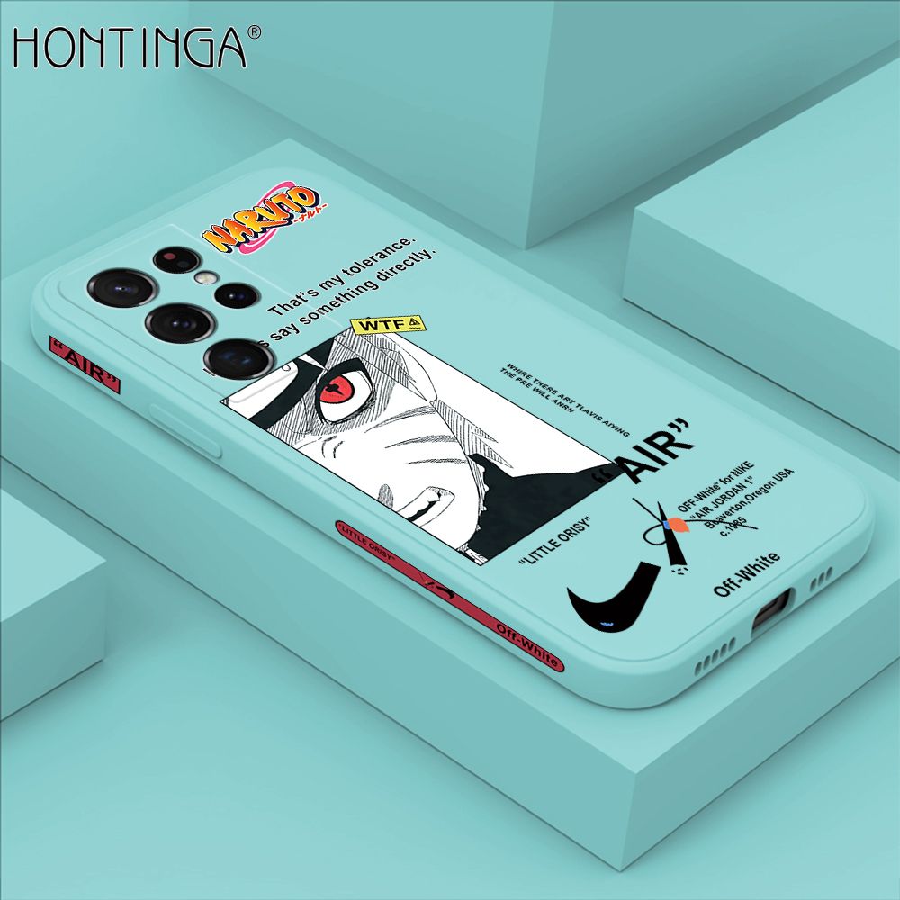 Hontinga for Samsung S21 Ultra 5G Case Side Design New Anime Naruto for Boys Back Cover Soft Square Edge Pattern Liquid Silicone Trend Phone Cases