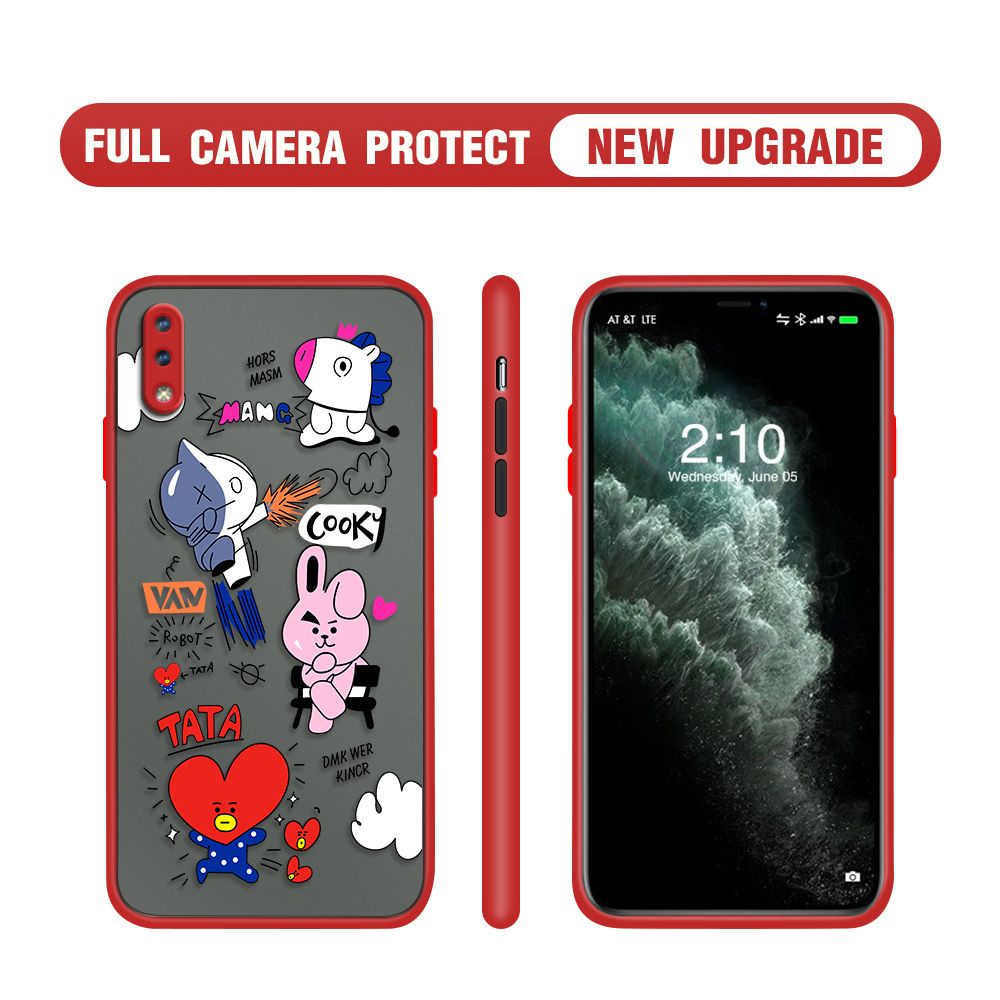 Hontinga for Vivo Y93 Case Cute Cartoon Camera Shockproof Protection Cases Edge Frosted Transparent Phone Cover