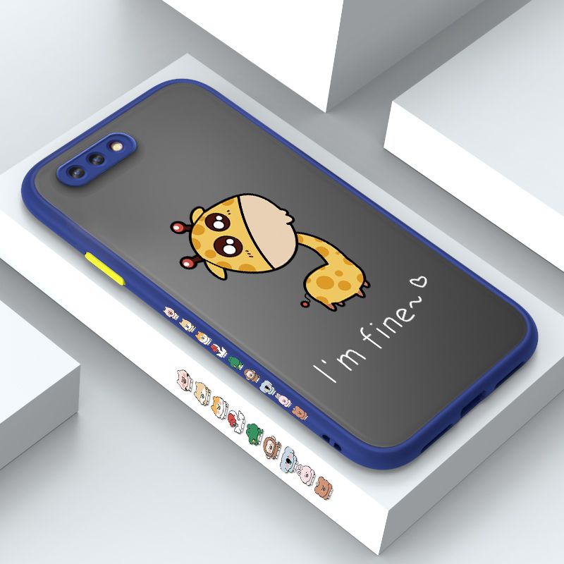 ZeroQiQi for OPPO A3S Case Cute Funny Giraffe Side Printing Cover Frosted Ultra Thin Protective Anti Fall Phone Case