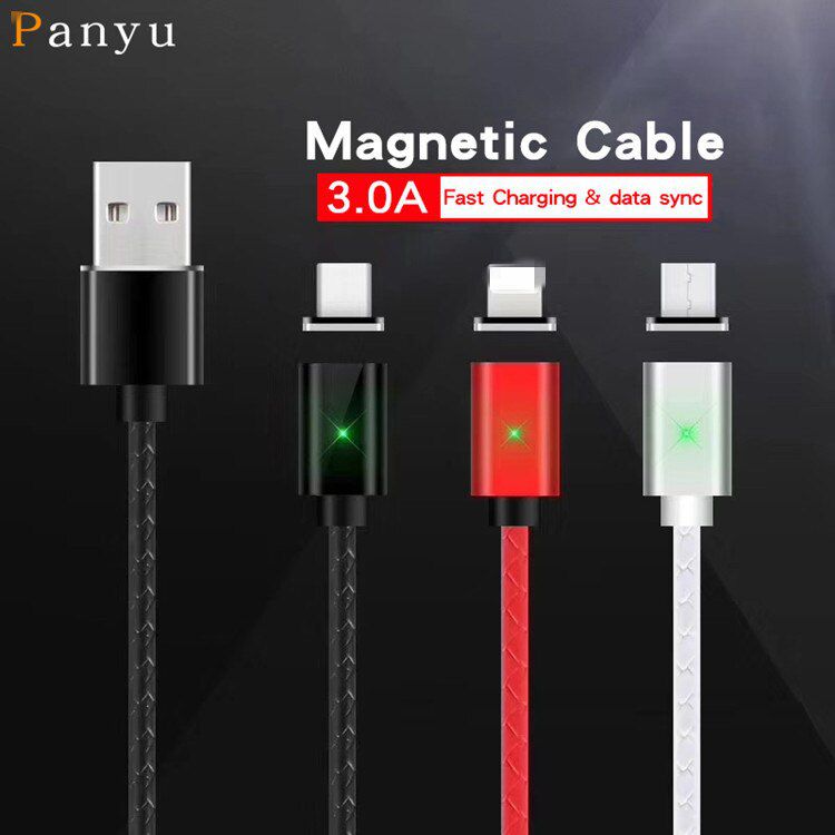 3 in Red Black For Micro USB Type C Magnetic Line 3A Upgrade Data For Samsung Android Universal Magnet Adapter USB Cable