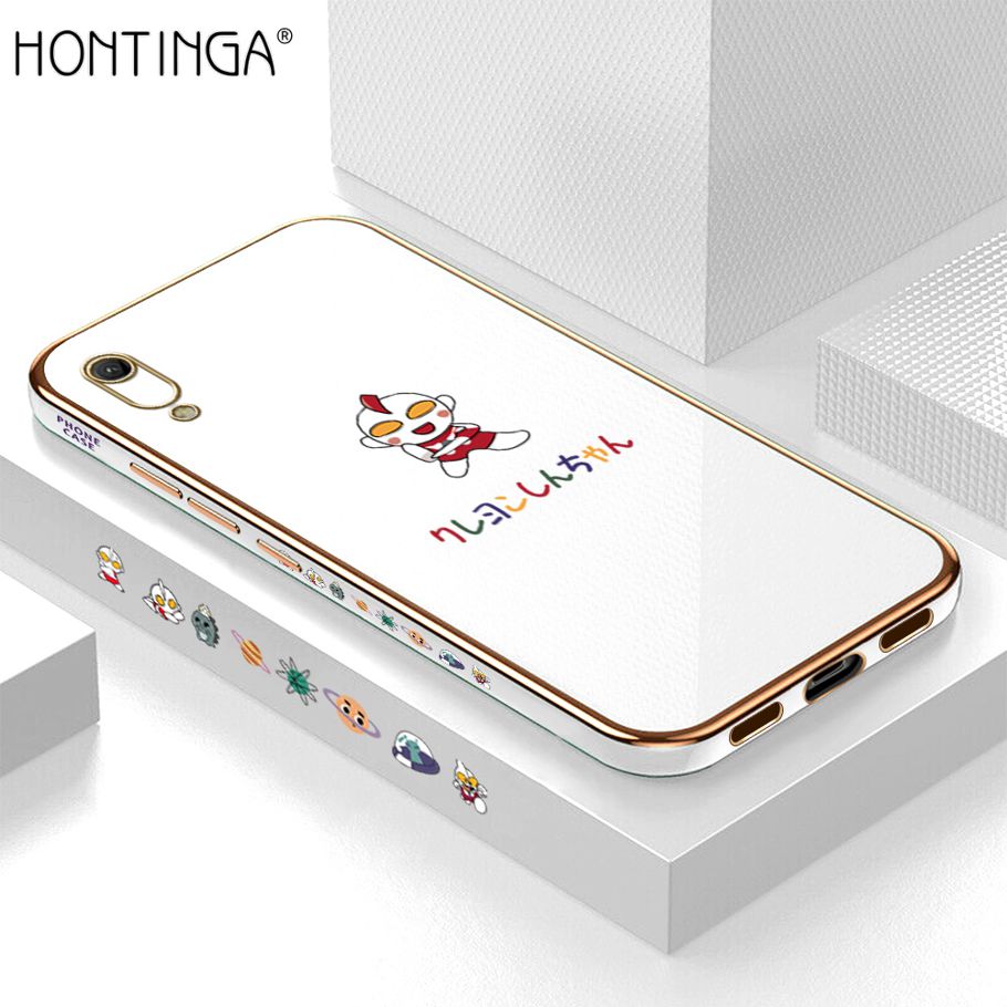 Hontinga for Huawei Y6 Pro 2019 Case Luxury 6D Plating Soft Casing Silicone Square Frame Phone Cover Shiny Bling Side Print Cartoon Childhood Memories Cases