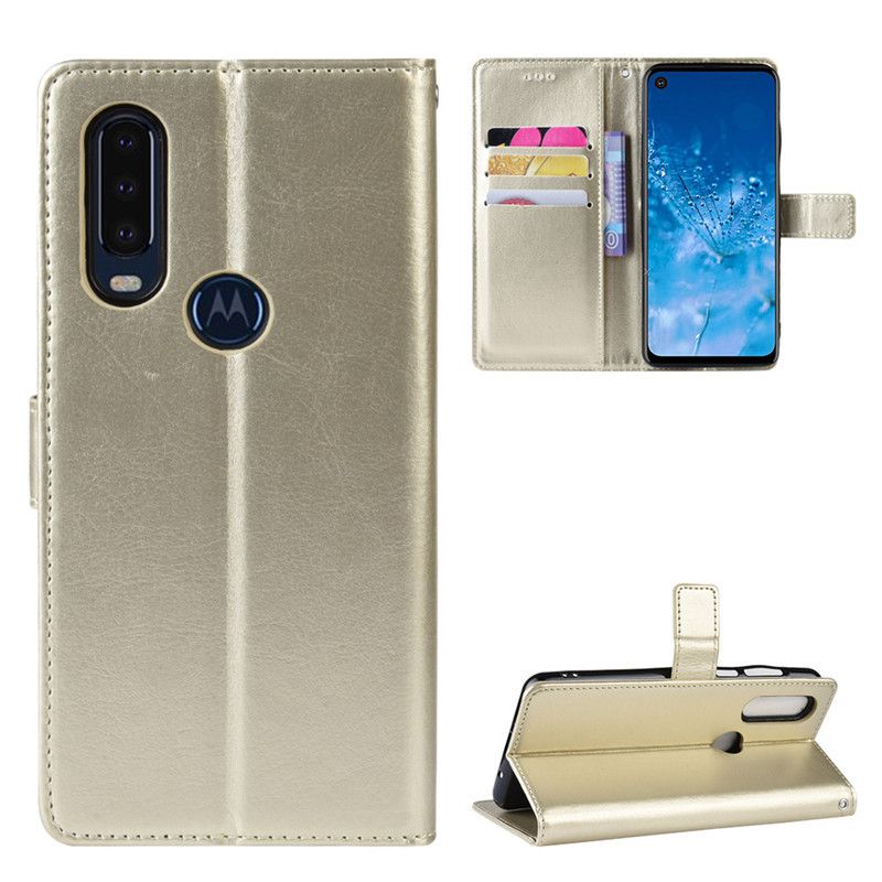 Holster Flip Stand Wallet Crazy Horse PU Leather Case For Motorola One Action Cover
