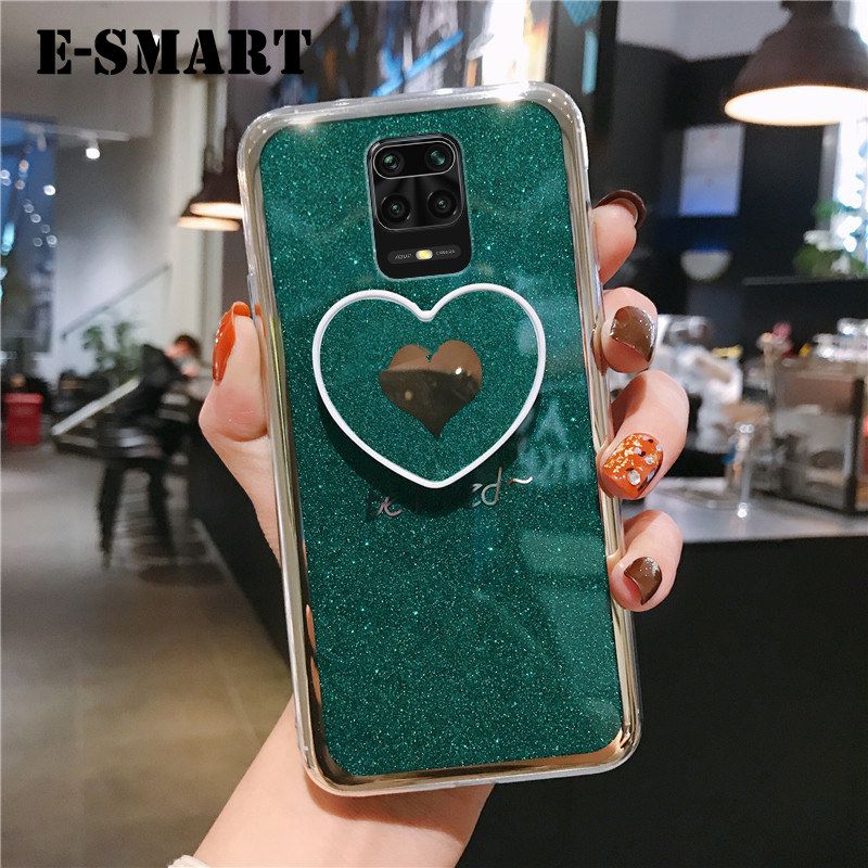 Phone case Redmi Note 9S Back Cover Fashion Couple Cases Bling Gold Glitter Loved Bracket Holder Stand Ring Soft Protector Cover Redmi Note9 Pro case