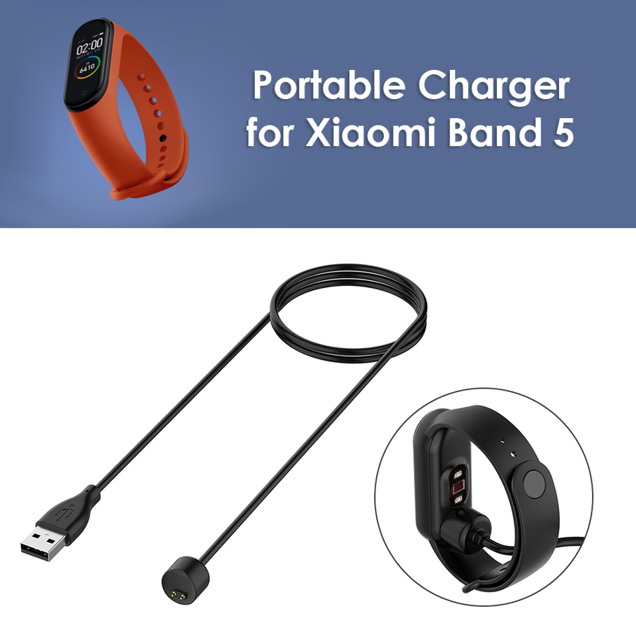 Portable Magnetic Charging Cable for Xiaomi Mi Band 5 USB Charger Adapter Cord Black